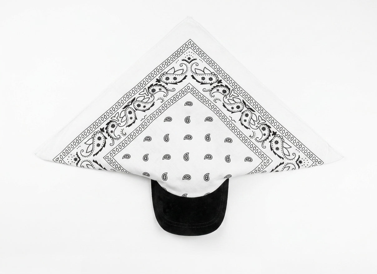Signature Black & White Paisley Bandana Cap – Urban Streetwear Edition