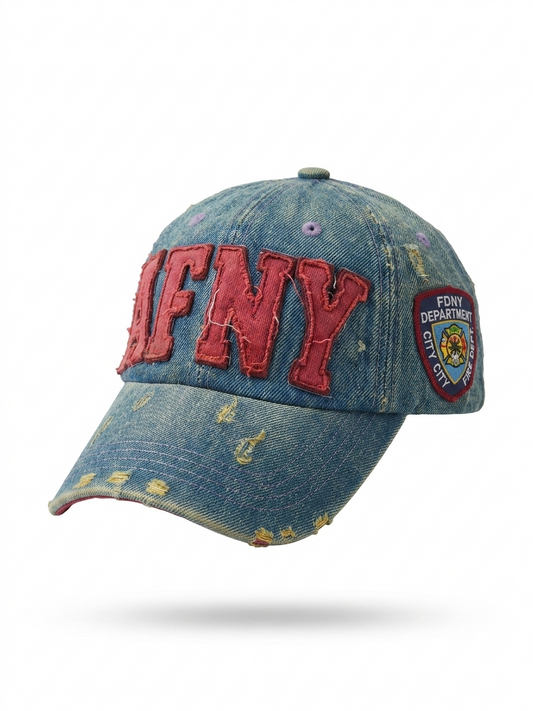AFNY Premium Vintage Denim Cap – Distressed Embroidered Adjustable Unisex Baseball Cap | Urban Streetwear Collection