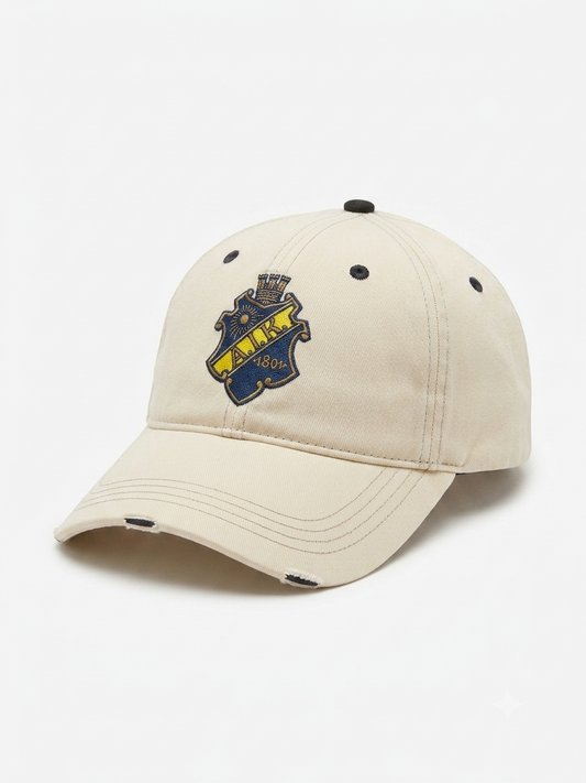 Premium Vintage AIK Embroidered Baseball Cap – Off-White