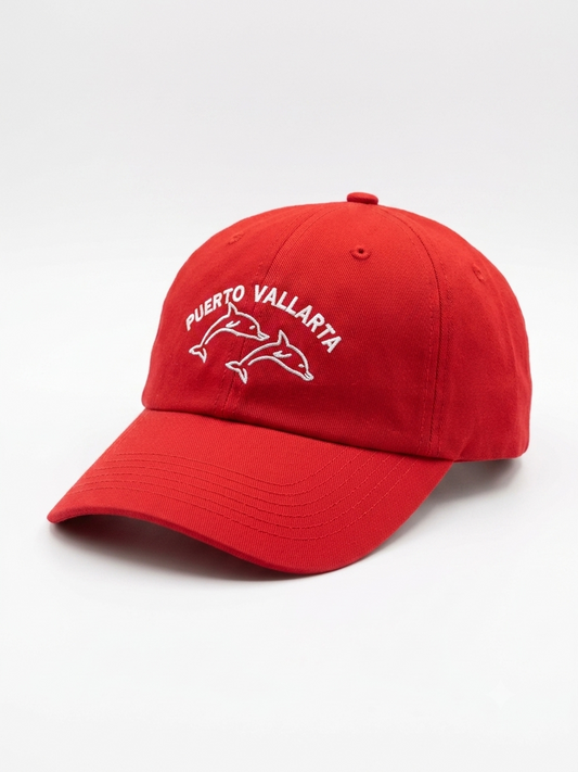 Premium Puerto Vallarta Embroidered Baseball Cap – Red