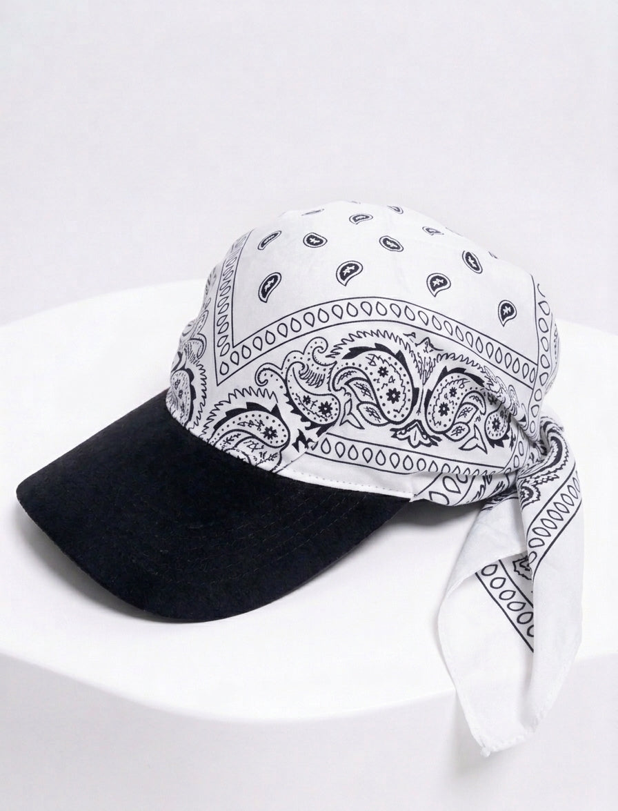 Signature Black & White Paisley Bandana Cap – Urban Streetwear Edition